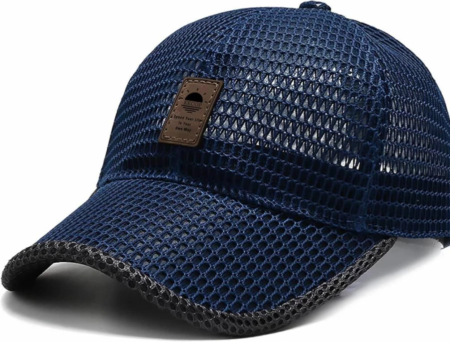 KECOP Men's Breathable Mesh Trucker Hat - Lightweight Quick-Dry Sports Cap for Outdoor Activities