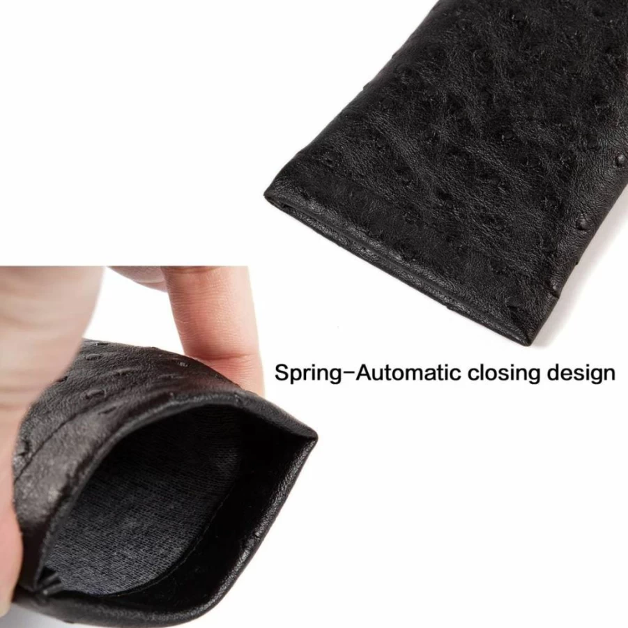 TRIUMPH VISION Leather Sunglasses Pouch Holder - 3 Pack Premium Spring Storage Case for Glasses