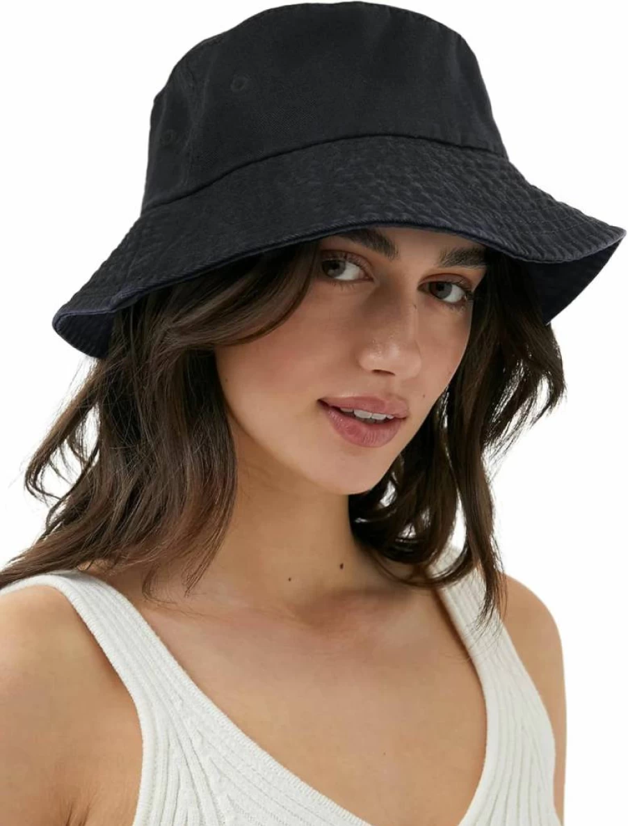 Camptrace Packable Washed Cotton Bucket Hat for Women & Men - Adjustable Summer Sun Hat with Detachable String for Beach & Outdoor Activities