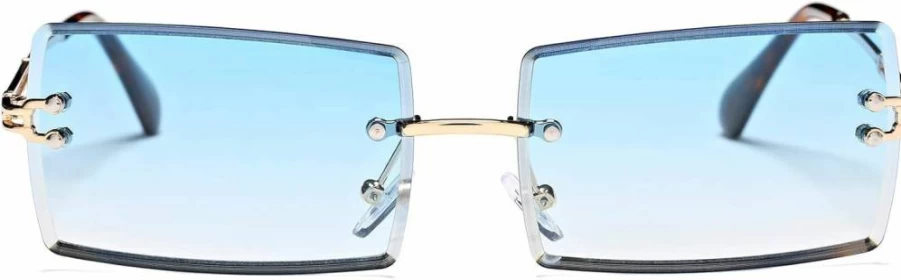Hycredi Rimless Rectangle Sunglasses for Men & Women – Lightweight Square UV Protection Shades