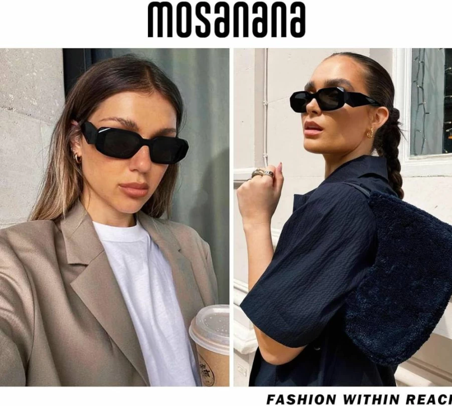 Mosanana Goulding Fashion Rectangle Sunglasses for Women & Men - Trendy UV Protection Shades