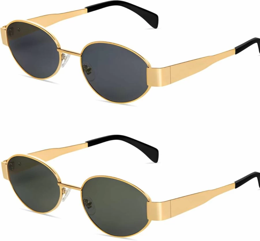BUTABY Retro Oval Sunglasses for Women & Men - Classic Vintage UV400 Protection Shades, Trendy Designer Unisex Sun Glasses