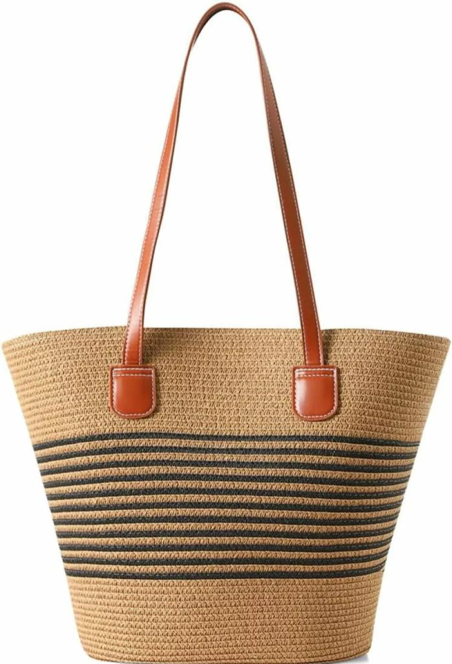 Nollia Handmade Woven Straw Shoulder Bag for Women - Summer Beach Tote & Travel Handbag