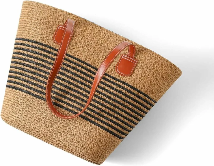 Nollia Handmade Woven Straw Shoulder Bag for Women - Summer Beach Tote & Travel Handbag