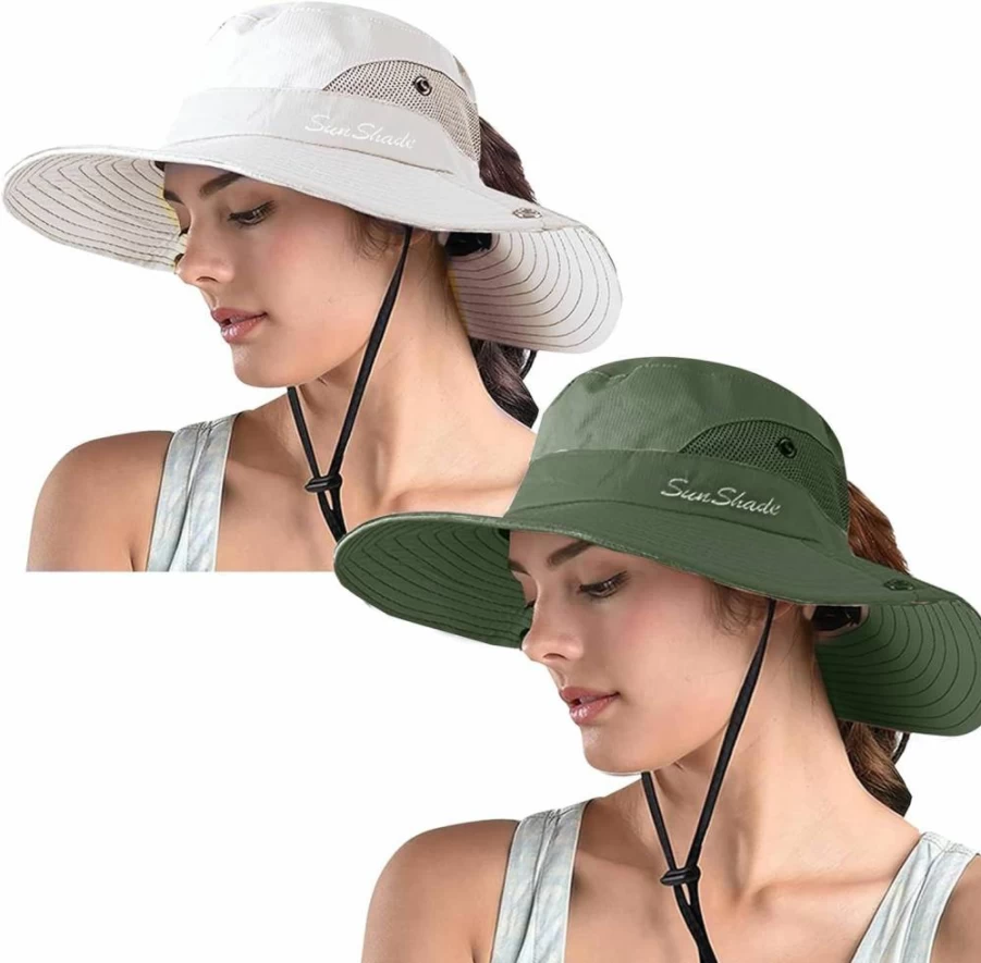 ZOORON Women's Wide Brim Safari Sun Hat - UPF UV Protection Foldable Bucket Hat for Beach, Fishing & Outdoor Summer Activities