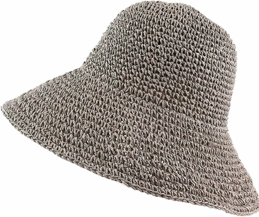 Huuflyty Women's Wide Brim Sun Hat UPF 50+ Foldable Floppy Beach Straw Hat for Summer Travel
