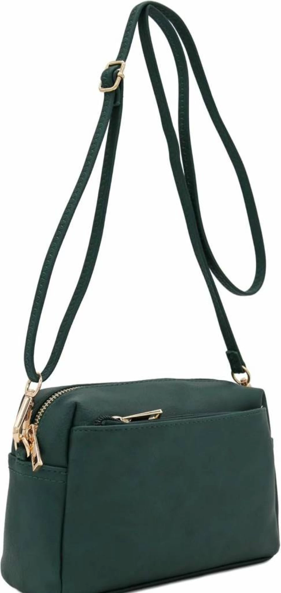 FashionPuzzle Triple Zip Compact Crossbody Bag for Women Stylish Small Shoulder Purse