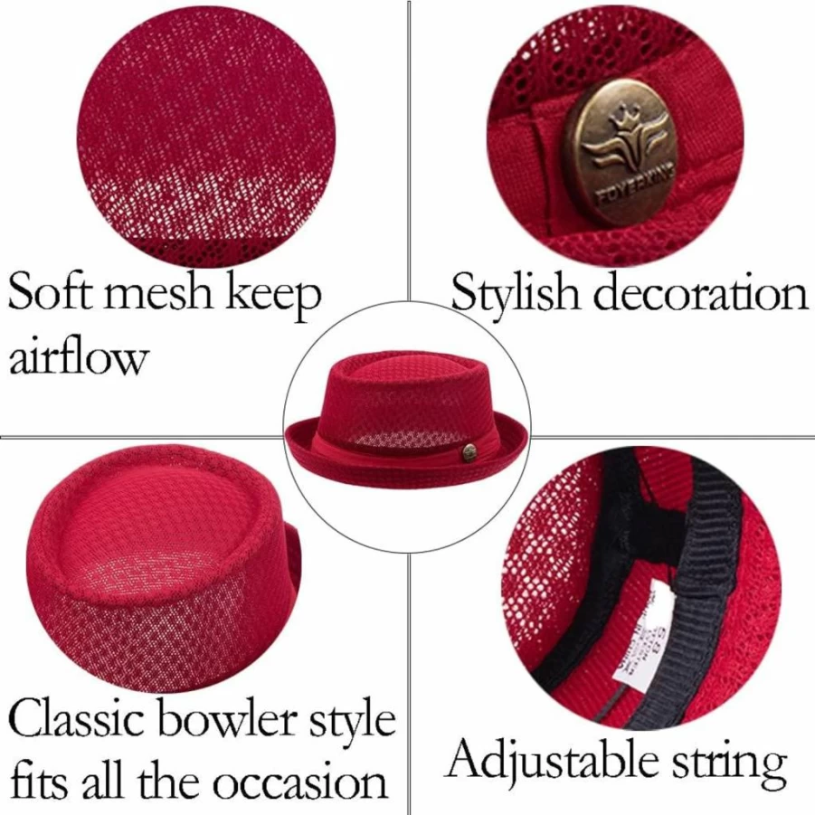 HunterBee 6Pcs Summer Fedora Hats for Men & Women - Boater, Porkpie, and Flat Caps for Beach, Party, and Outdoor Activities