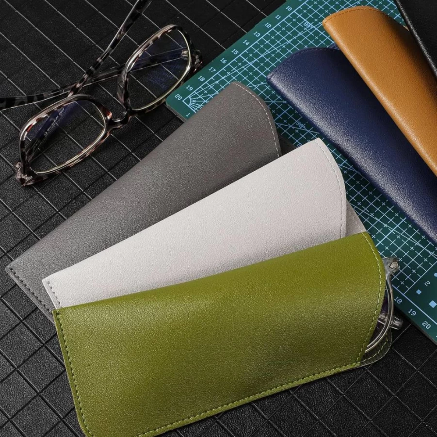 CREPUSCOLO 6 Pack Leather Eyeglass Cases - Soft Travel Glasses Holder for Women, Men & Kids - Durable Protective Eyewear Pouch Set