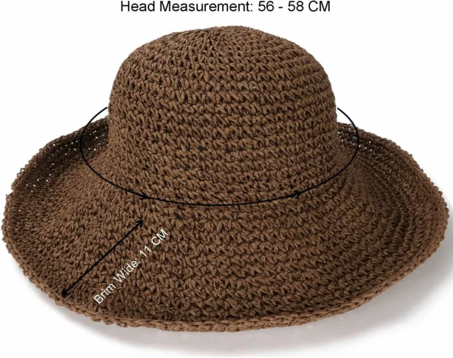 Sydbecs Women's Wide Brim Sun Hat UPF 50+ Foldable Straw Beach Hat for Summer Travel