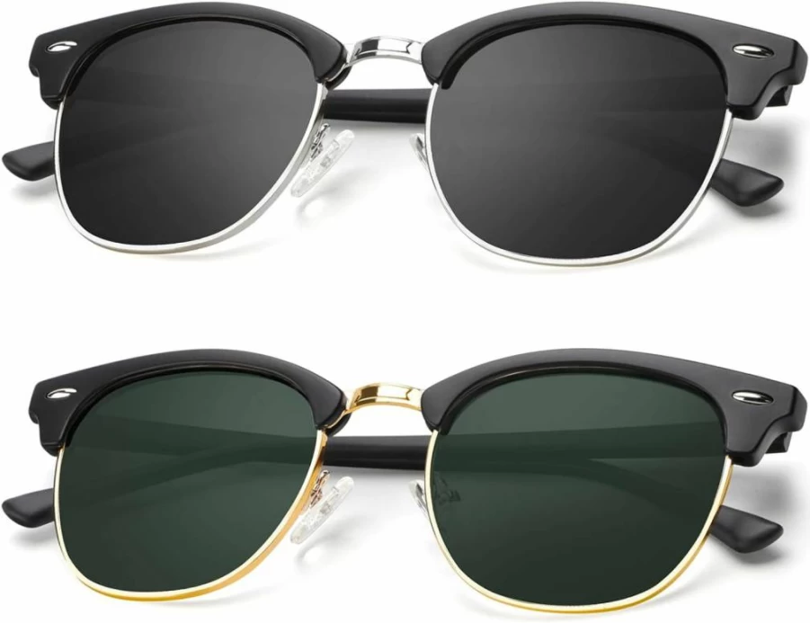 KALIYADI Polarized Sunglasses for Men & Women - UV Protection, Semi-Rimless Frame, Lightweight Driving Glasses