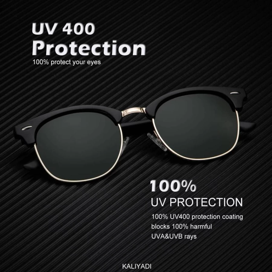 KALIYADI Polarized Sunglasses for Men & Women - UV Protection, Semi-Rimless Frame, Lightweight Driving Glasses