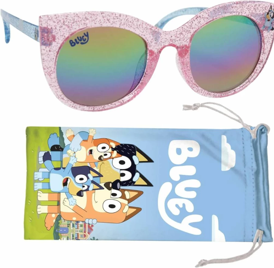 Sun-Staches Bluey Kids Sunglasses UV Protection - Cat Eye Toddler Sunglasses with Soft Case for Boys & Girls